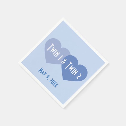 Twin Boys Blue Hearts Serviette (Ecke)