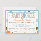 TWIN BOYS Blue Orange Brown Dots Baby Dusche Einladung (Rückseite)