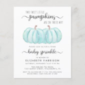 Twin Boys Blue Pumpkin Baby Sprinkle Einladung (Vorderseite)