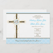 Twin Boys Christening/Taufe Einladung (Vorne/Hinten)
