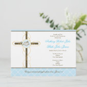 Twin Boys Christening/Taufe Einladung (Stehend Vorderseite)