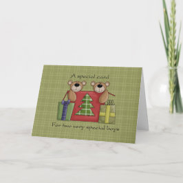 Twin Boys Christmas Card Feiertagskarte
