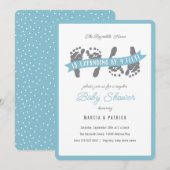 Twin Boys Couples Dusche Blau und Gray Baby Dusche Einladung (Vorne/Hinten)