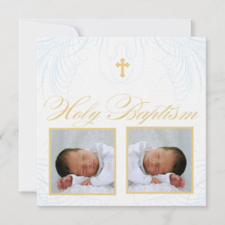 Twin Boys Foto Taufe Einladung