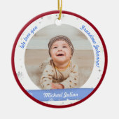 Twin Boys Fotos Oma Niedlich First Christmas Baby Keramik Ornament (Vorne)