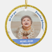 Twin Boys Fotos Oma Niedlich First Christmas Baby Keramik Ornament (Vorne)