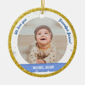 Twin Boys Fotos Opa Niedlich First Christmas Baby Keramik Ornament (Vorne)