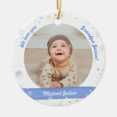 Twin Boys Fotos Opa Niedlich First Christmas Baby Keramik Ornament (Vorne)