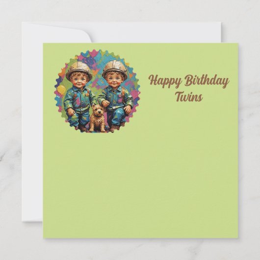 TWIN BOYS ~ Geburtstagskarte ~ Builder ~ (Rückseite)