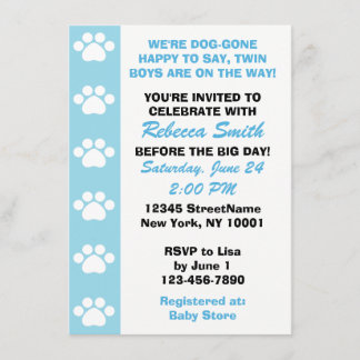 Twin Boys - Hunde Themed Baby Shower Einladungen
