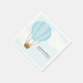 Twin Boys in Blue Hot Air Ballon Babydusche Serviette (Ecke)