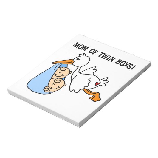 Twin Boys Mama Stork Geschenke Notizblock (Rotiert)