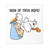 Twin Boys Mama Stork Geschenke Notizblock (Vorderseite)