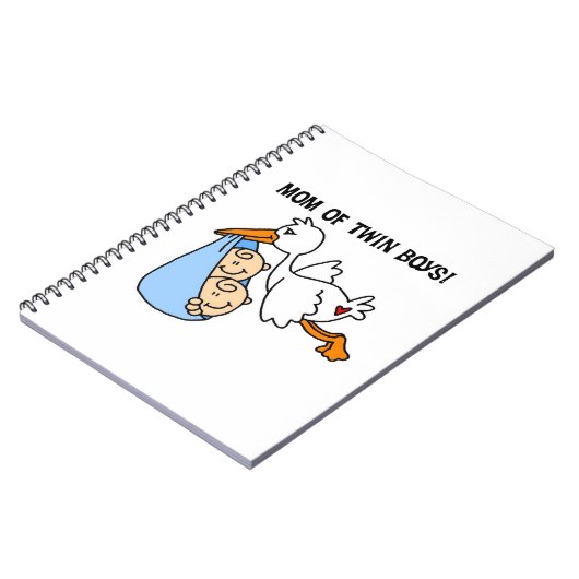 Twin Boys Mama Stork Geschenke Notizblock (Linke Seite)