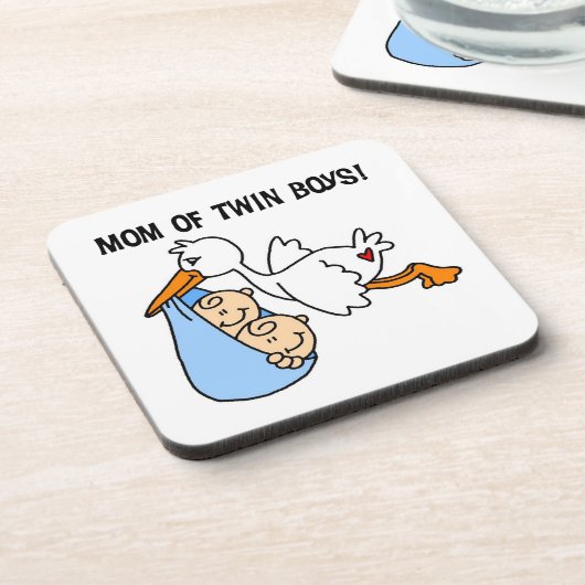 Twin Boys Mama Stork Geschenke Untersetzer (Linke Seite)