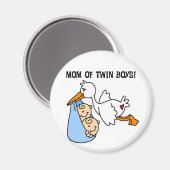 Twin Boys Mama-Stork Tshirts und Geschenke Magnet (Vorderseite/Rückseite)