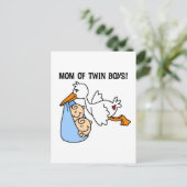Twin Boys Mama-Stork Tshirts und Geschenke Postkarte (Stehend Vorderseite)