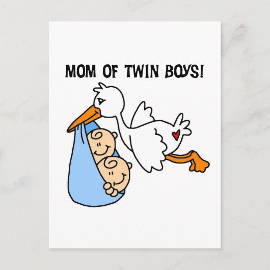 Twin Boys Mama-Stork Tshirts und Geschenke Postkarte (Vorderseite)