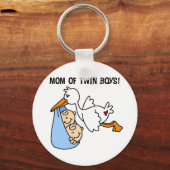 Twin Boys Mama-Stork Tshirts und Geschenke Schlüsselanhänger (Vorderseite)