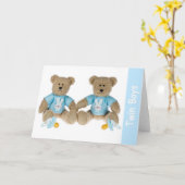 Twin Boys - Neue Baby Greetings Card Karte (Gelbe Blume)