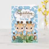 Twin Boys New Baby Jungle Theme Herzlichen Glückwu Karte (Gelbe Blume)