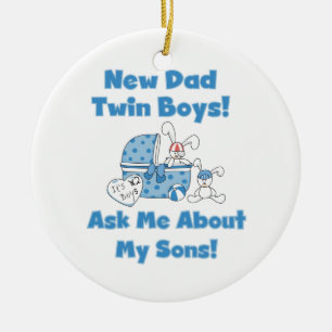 Twin Boys New Dad Geschenke Keramik Ornament