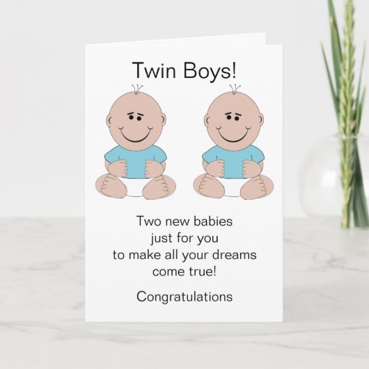 Twin Boys New Geboren Baby Karte (Vorderseite)