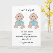 Twin Boys New Geboren Baby Karte (Gelbe Blume)