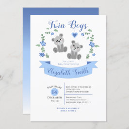 Twin Boys Niedlich Bären Babydusche Einladung