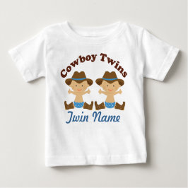 Twin Boys Personalisiert Cowboy Baby T - Shirt
