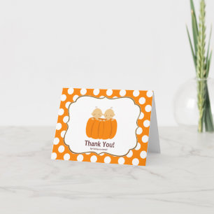 Twin Boys Pumpkin Vielen Dank Note Card Dankeskarte