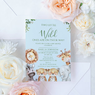 Twin Boys Safari Zwei kleine Wild Ones Kinderdusch Einladung