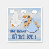 Twin Boys - Stork Baby Shooting Paper Napkins Serviette (Vorderseite)