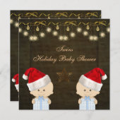 Twin Boys Weihnachtsdusche Einladung (Vorne/Hinten)