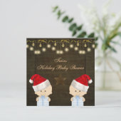 Twin Boys Weihnachtsdusche Einladung (Stehend Vorderseite)