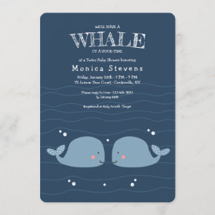 Twin Boys Whales Baby Shower Einladung