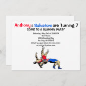 Twin Boys Wrestling Geburtstagseinladung Einladung (Vorne/Hinten)