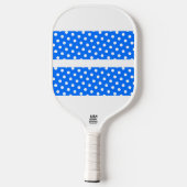Twin Bright Blue Racing Stripes White Polka Dots Pickleball Schläger (Rückseite)