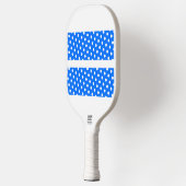 Twin Bright Blue Racing Stripes White Polka Dots Pickleball Schläger (Links)