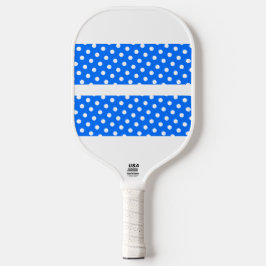 Twin Bright Blue Racing Stripes White Polka Dots Pickleball Schläger