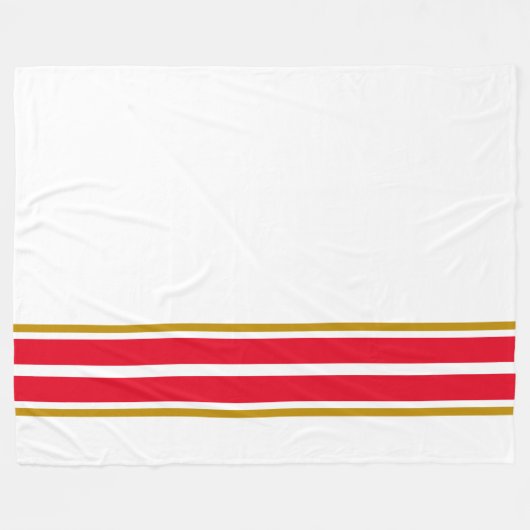 Twin Bright Red Bottom Racing Streifen auf weiß Fleecedecke (Vorderseite (Horizontal))