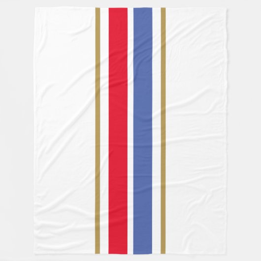 Twin Bright Red White Medium Blue Racing Streifen Fleecedecke (Vorderseite)