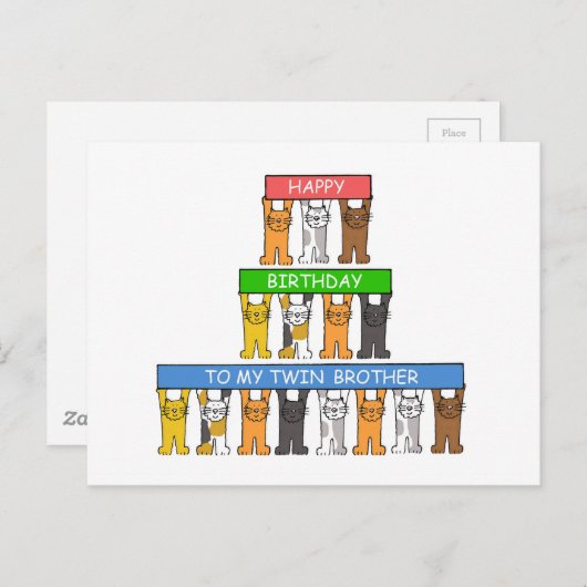 Twin Brother Happy Birthday Postkarte (Vorne/Hinten)