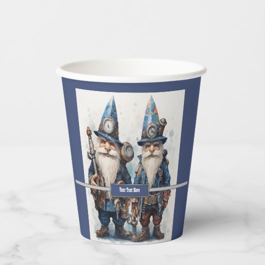 Twin Brothers Wizard gnomes Steampunk Pappbecher (Vorderseite)