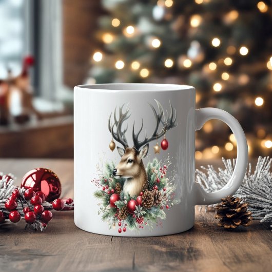 Twin Buck Deer mit Ornamenten dekoriert Kaffeetasse