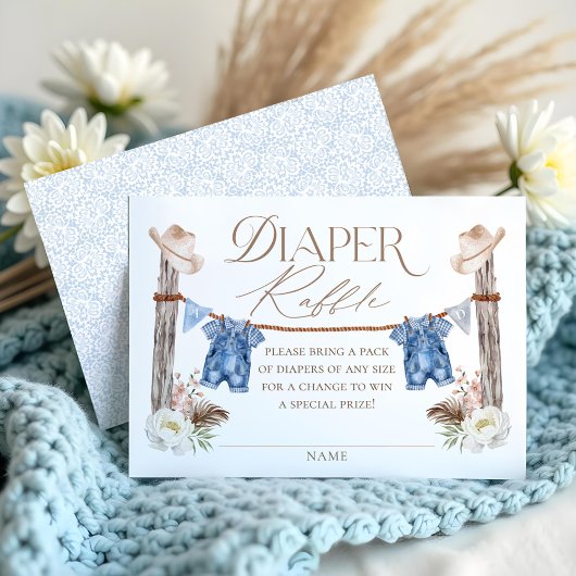 Twin Buckaroos Cowboys Blue Western Diaper Raffle Begleitkarte