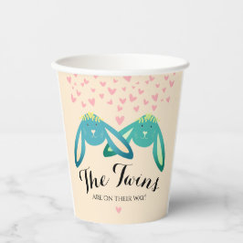 Twin Bunnies Baby Dusche Hellgelbes Party Pappbecher