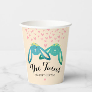 Twin Bunnies Baby Dusche Hellgelbes Party Pappbecher