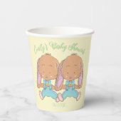 Twin Bunnies Baby Dusche Yellow Paper Cup Pappbecher (Vorderseite)