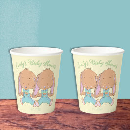 Twin Bunnies Baby Dusche Yellow Paper Cup Pappbecher
